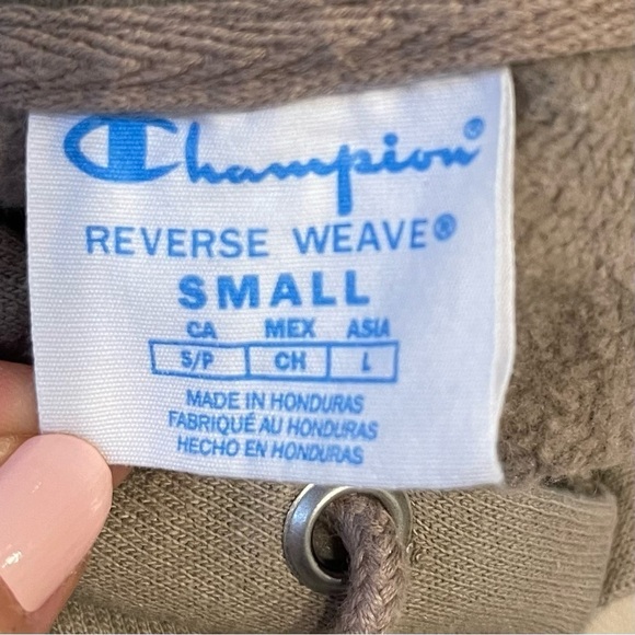 AV: Champion Men's Beige Embroidered Logo Sweatshirts & Hoodies Sz S - Picture 3 of 11